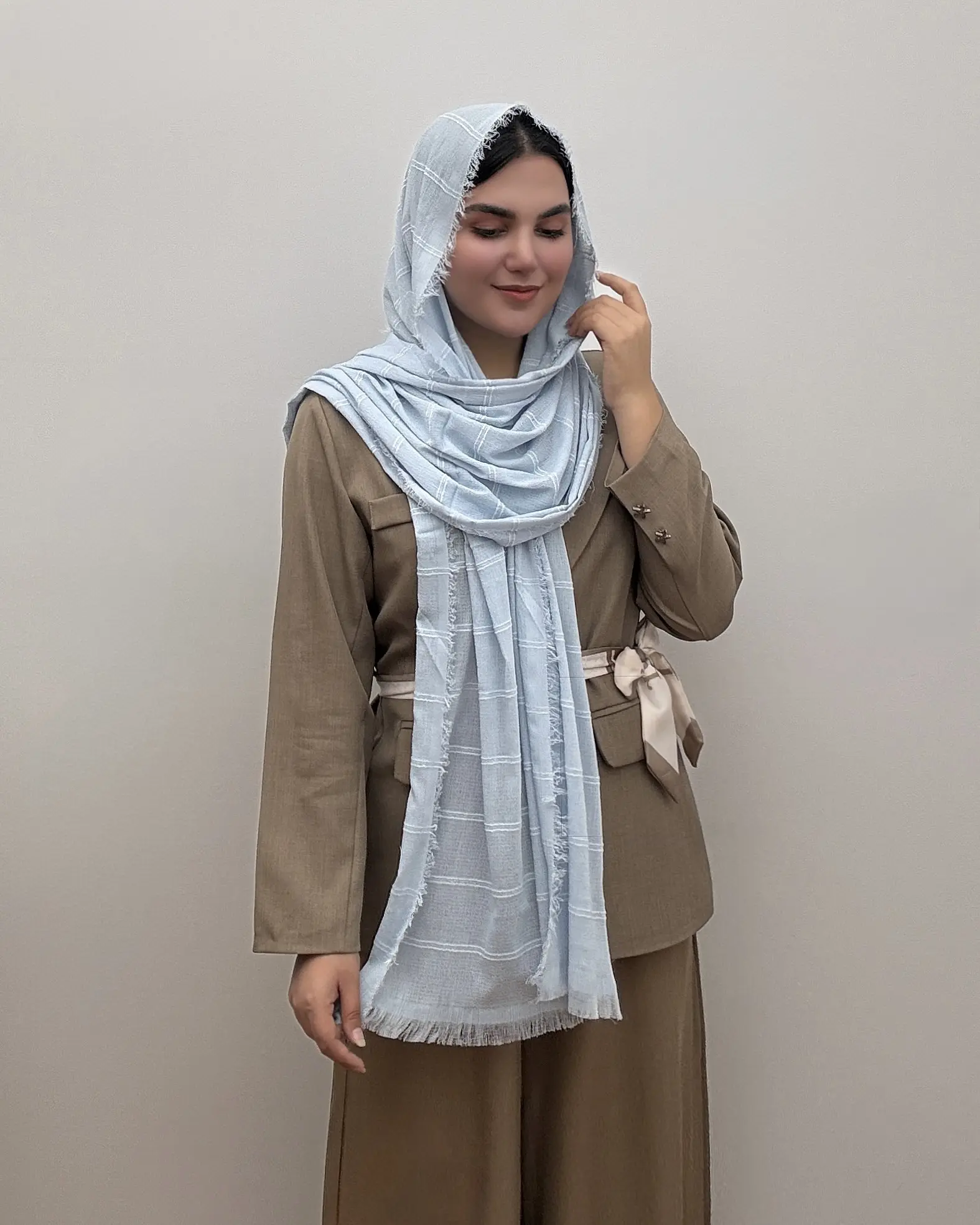 شال پفکی نخی مدل لمه